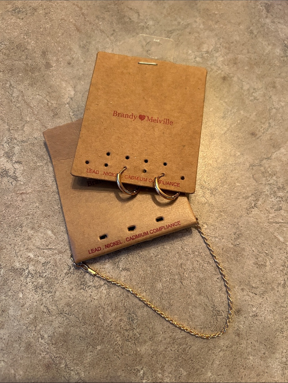Brandy Melville golden hoops & bracelet